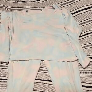 Cozy Pastel Tie-Dye Pajama Set - Long Sleeve Top & Pants. Womens Size XXL. Brand